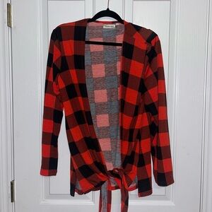 Love Tree Red and Black Plaid Cardigan